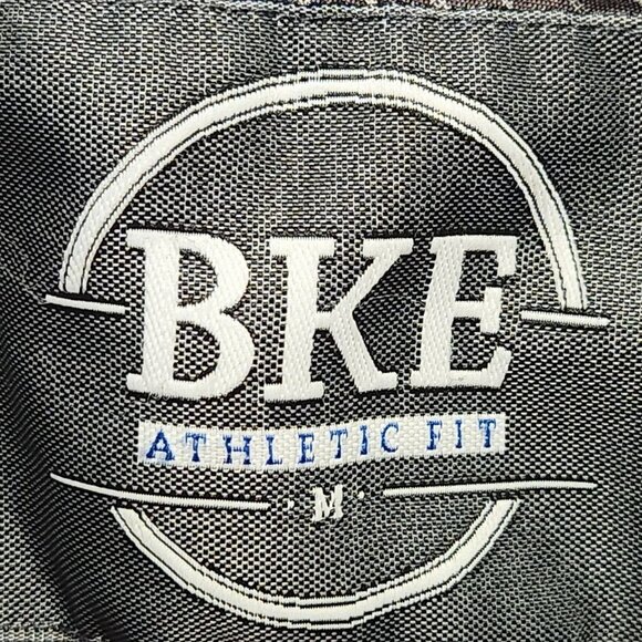 BKE Button-Up Shirt Men's M Athletic Fit Western Gray/White Striped Long‎ Sleeve - Picture 7 of 11